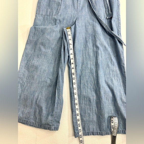 Vince Camuto embroidered denim jumpsuit flutter sleeve size M - Picture 11 of 16